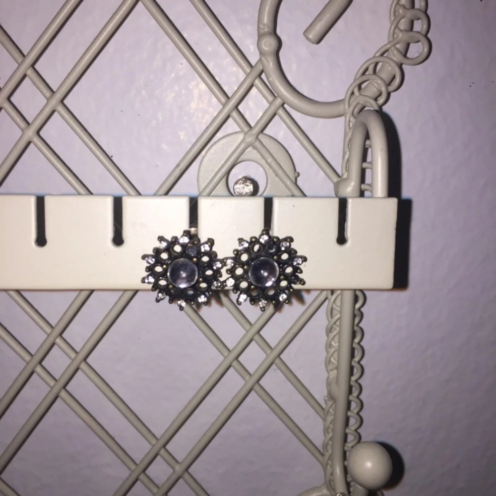 Bronze Colored Clear Gem Earrings